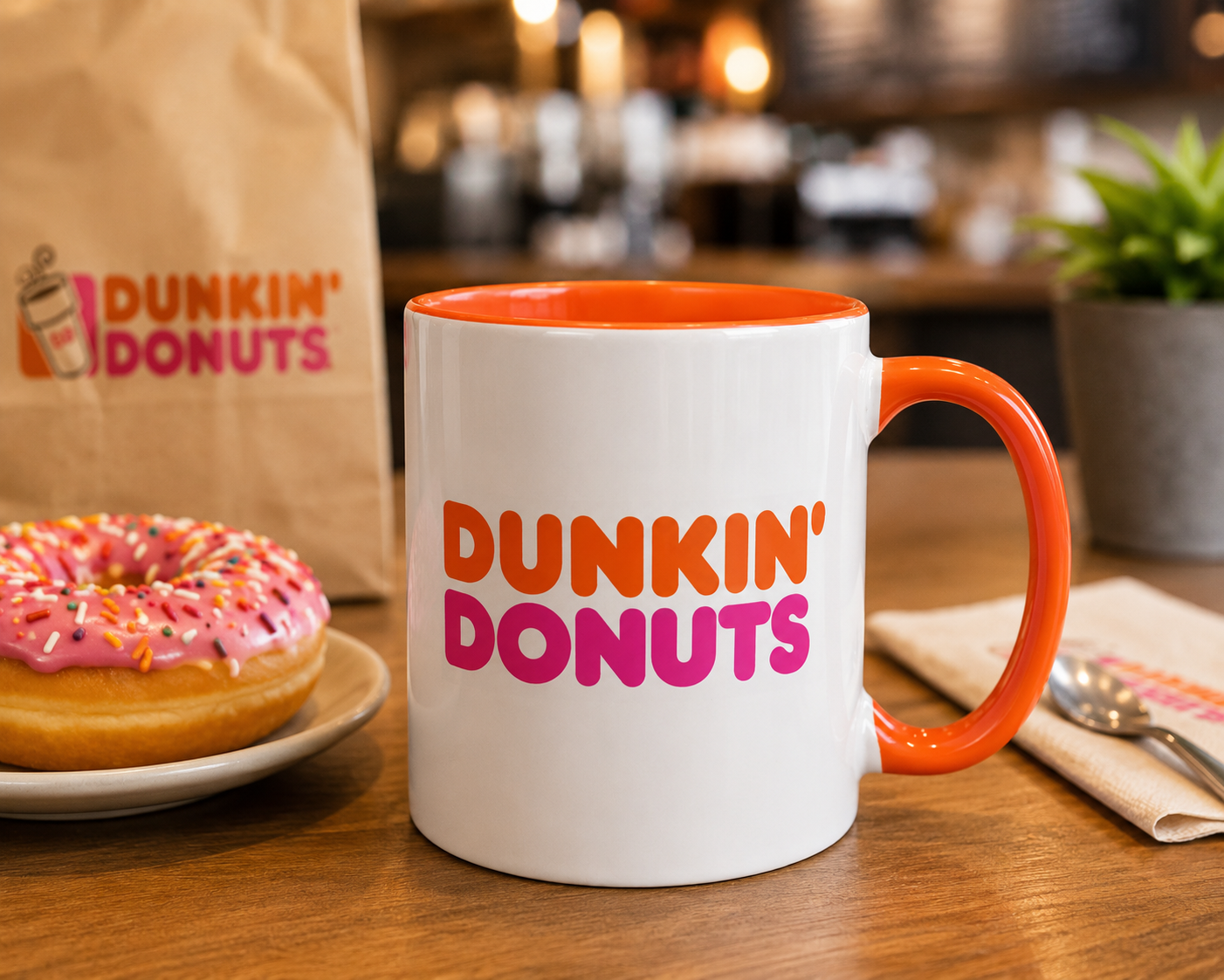 Dunkin’ Donuts Coffee Mug | Retro Coffee & Donut Logo Ceramic Cup