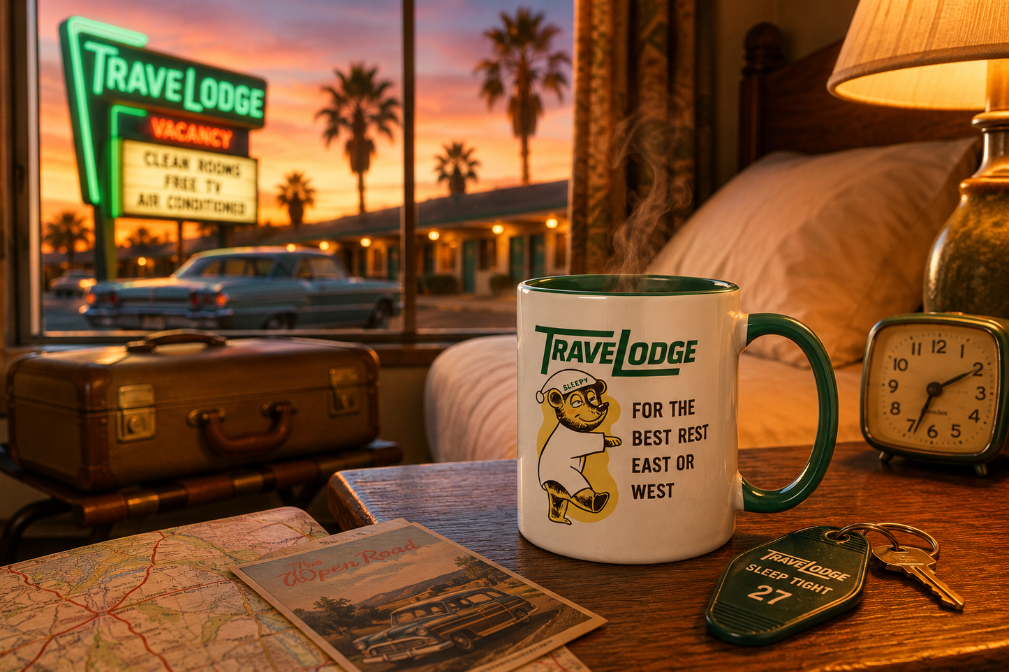 TraveLodge Coffee Mug | Vintage Inspired Roadside Motel Retro Ceramic Cup