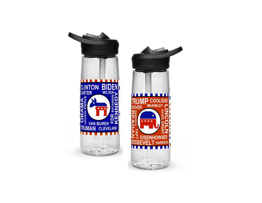 House Divided Political Themed Sports Water Bottle 25oz (2 Side/Dual Print) JJJx