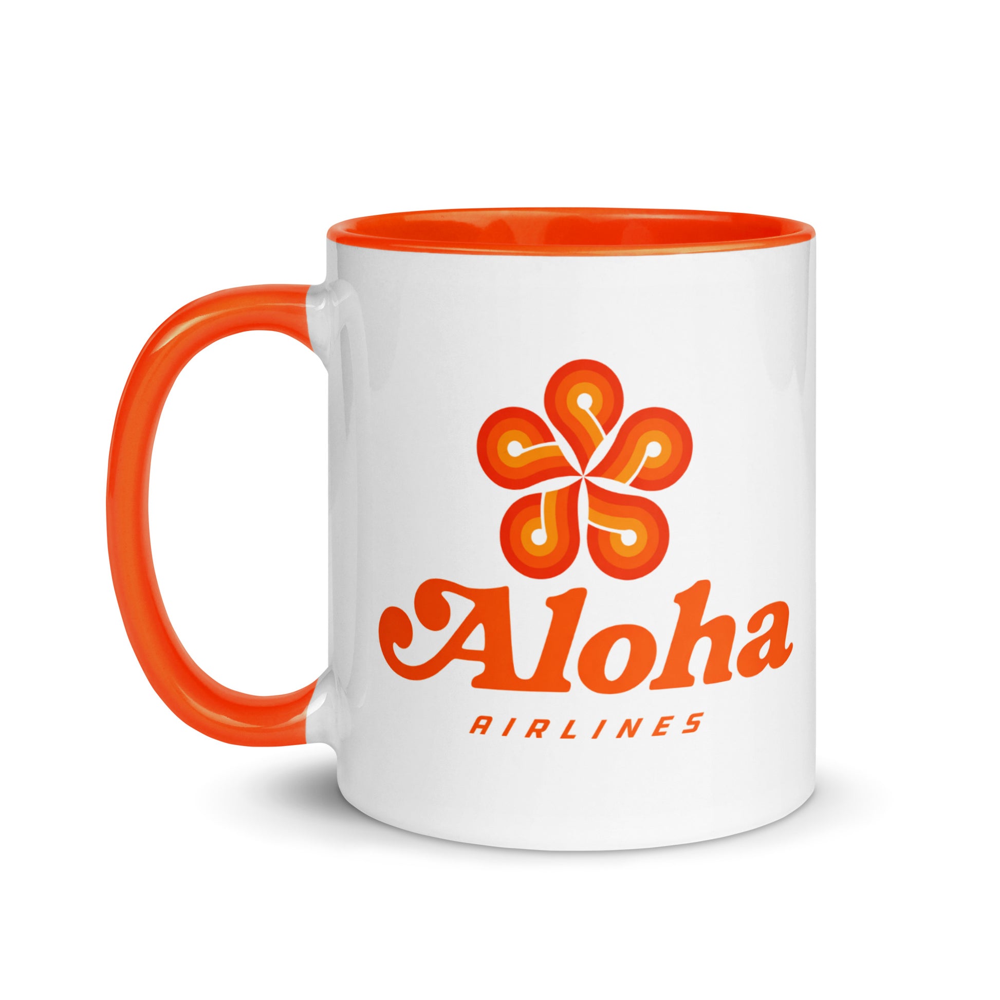 Vintage Aloha Airlines ceramic coffee mug with retro airline logo design, ideal gift for Hawaii travelers, airline memorabilia collectors, and aviation fans.