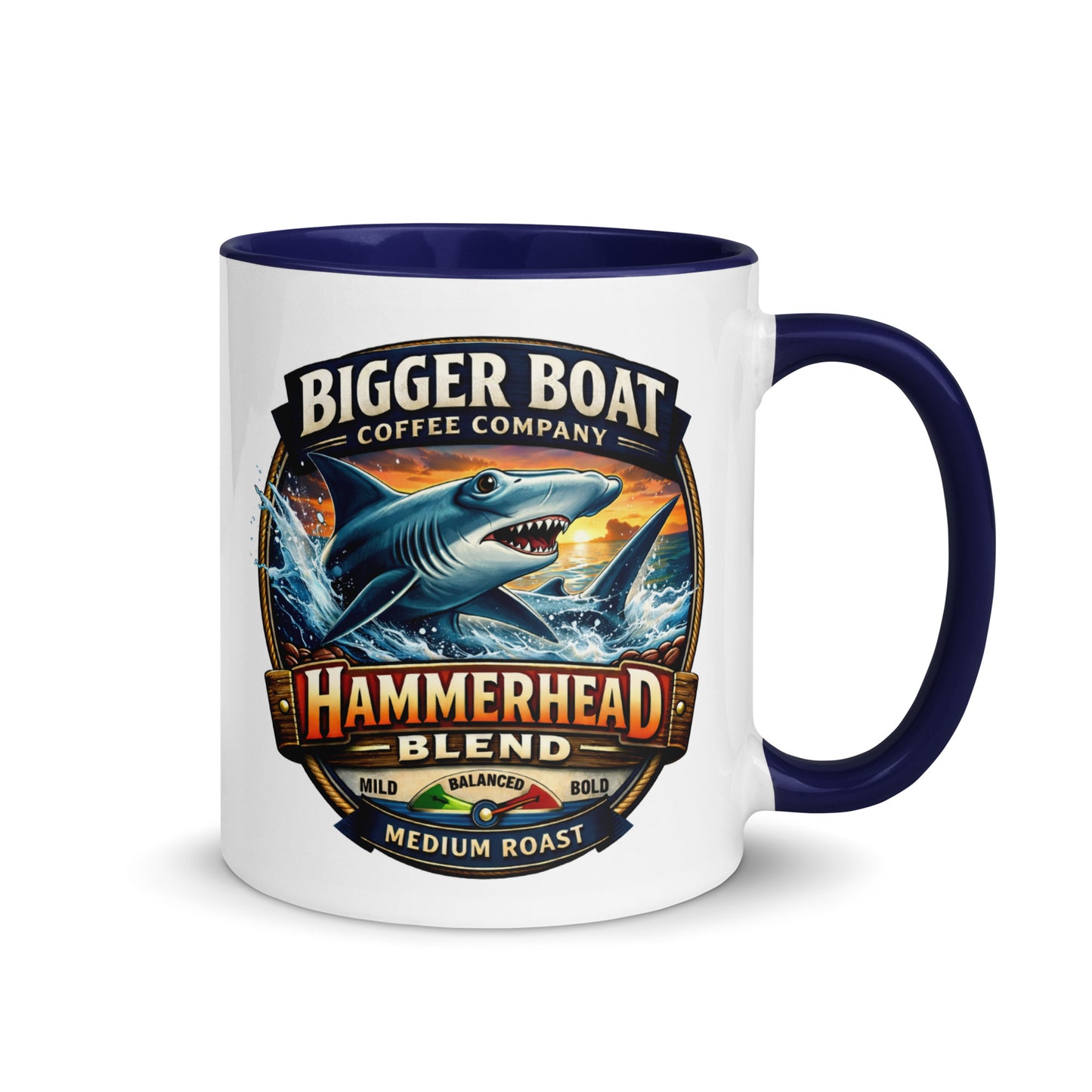 Bigger Boat Coffee Company Hammerhead Blend Mug | Balanced Medium Roast Shark Coffee Cup