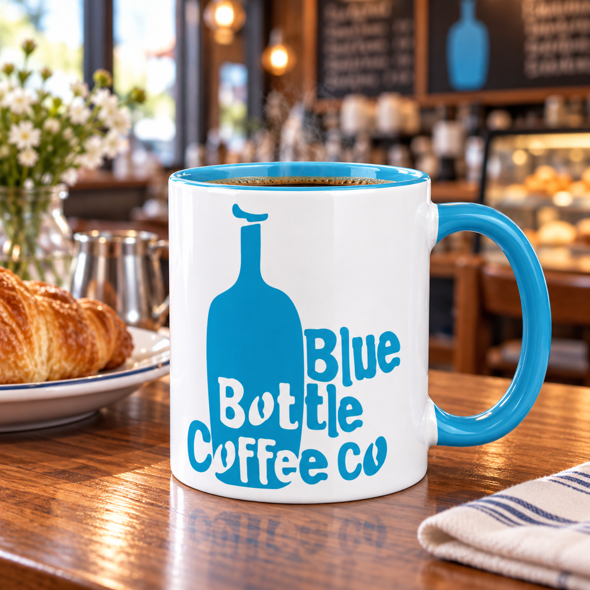 Blue Bottle Logo Coffee Mug | Modern Coffeehouse Style for True Coffee Lovers