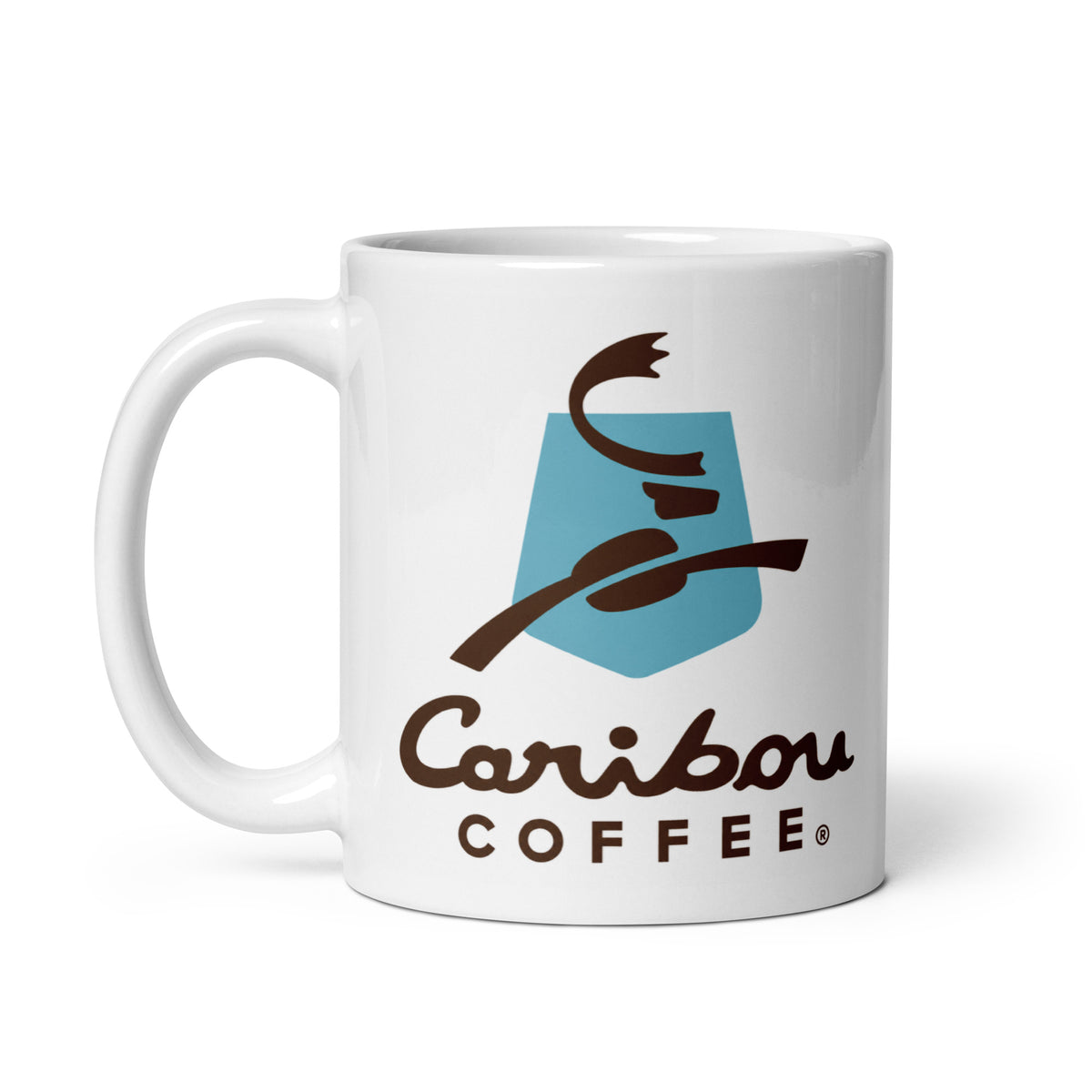 Caribou Coffee 11 oz ceramic mug with nostalgic coffee shop logo, collectible café gift for coffee lovers