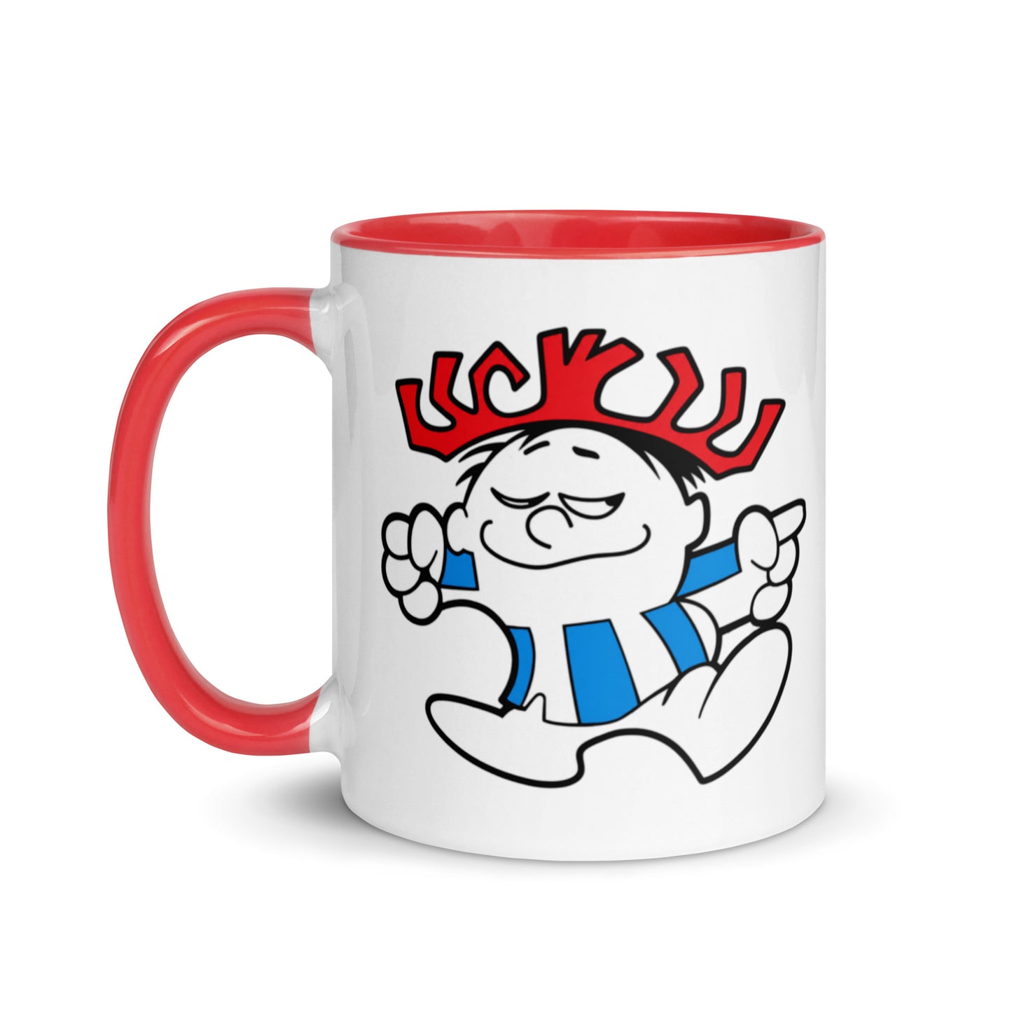 Retro Hawaiian Punch coffee mug with iconic Punchy character, red accent handle and nostalgic design for soda fans and vintage collectors.
