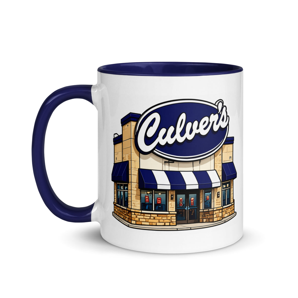 Culver’s 11 oz ceramic coffee mug with restaurant storefront design, nostalgic fast food collectible gift