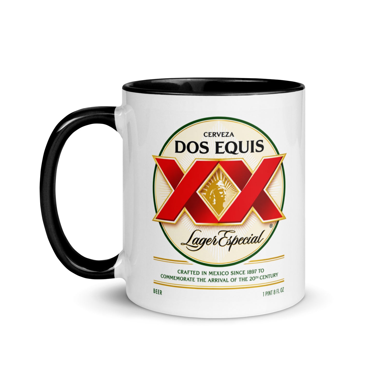 Dos Equis ceramic coffee mug with vintage Lager Especial branding, ideal gift for beer lovers, bar decor fans, and brewery memorabilia collectors.