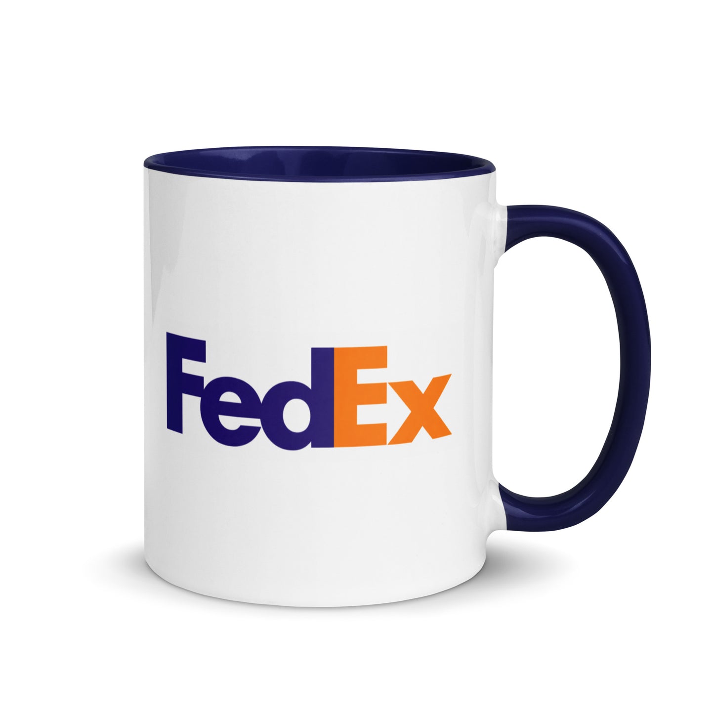 Vintage FedEx logo coffee mug with classic purple and orange branding, perfect for shipping professionals, delivery drivers, logistics enthusiasts, and retro corporate logo collectors.