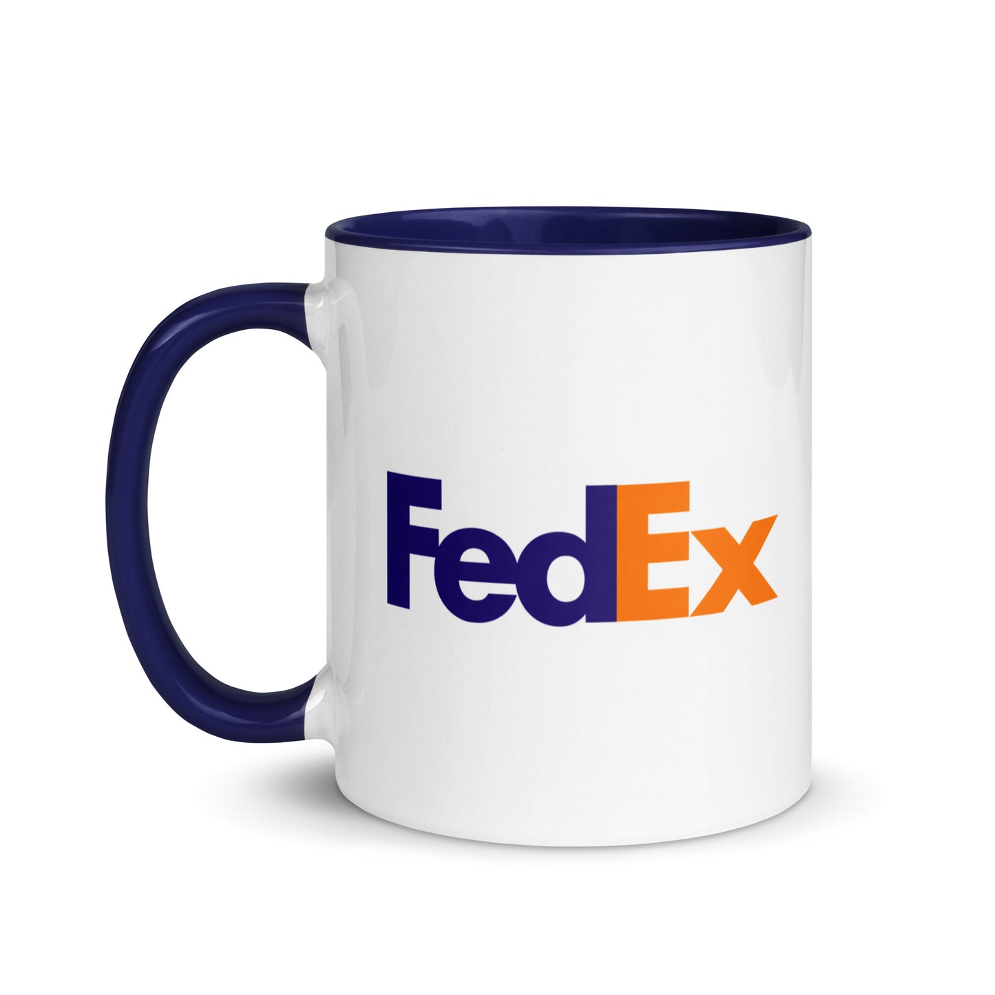 Vintage FedEx logo coffee mug with classic purple and orange branding, perfect for shipping professionals, delivery drivers, logistics enthusiasts, and retro corporate logo collectors.