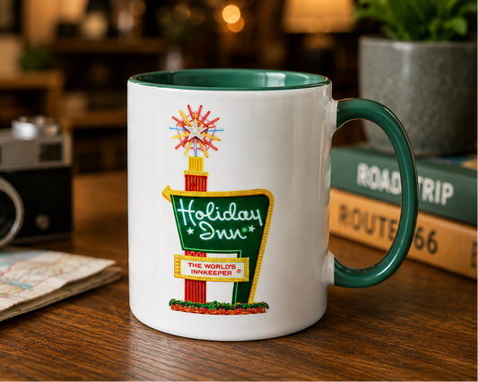 Holiday Inn Coffee Mug | Vintage Neon Sign Ceramic 15oz Cup