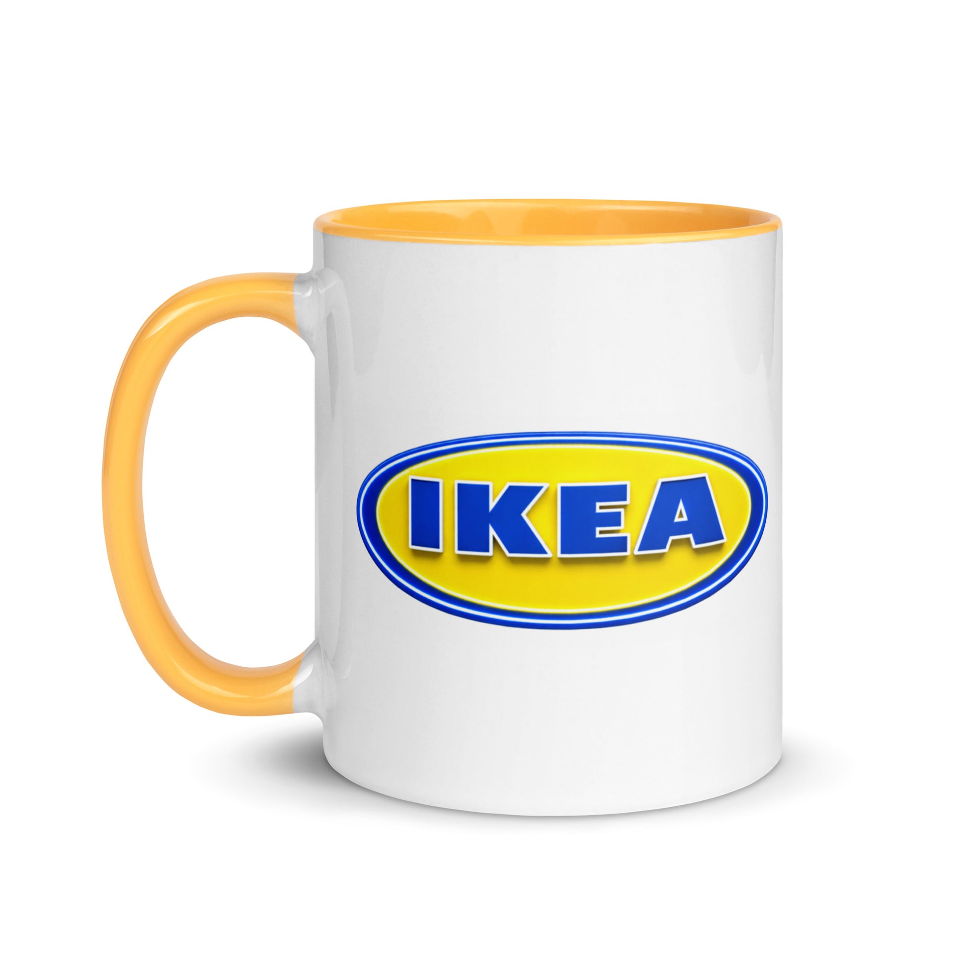 Vintage IKEA logo coffee mug with classic blue and yellow Scandinavian branding, perfect for IKEA fans, home décor enthusiasts, and retro advertising collectors.