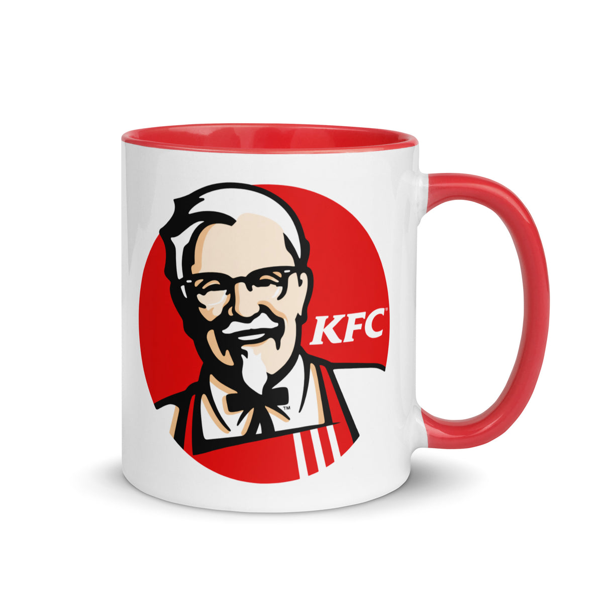 Kentucky Fried Chicken KFC 11 oz coffee mug with classic Colonel Sanders logo and red handle