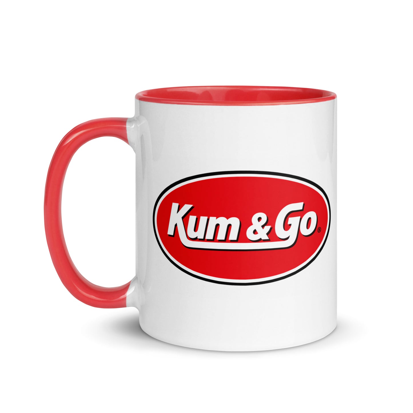 Vintage Kum & Go logo coffee mug inspired by classic American road trips, convenience stores, and roadside travel culture