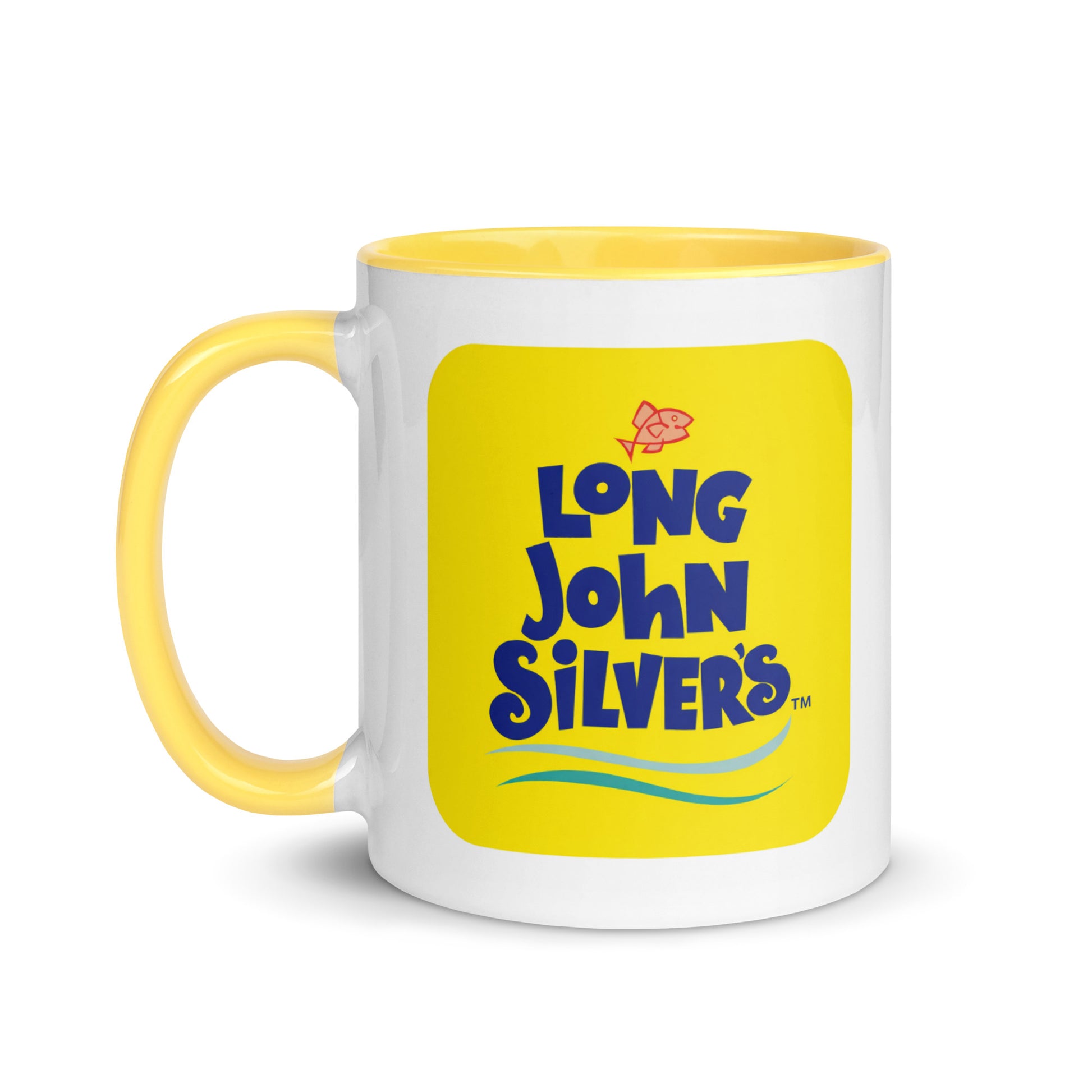 Long John Silver's coffee mug with iconic nautical-inspired logo artwork, collectible drinkware gift for seafood restaurant fans and nostalgic fast food enthusiasts.