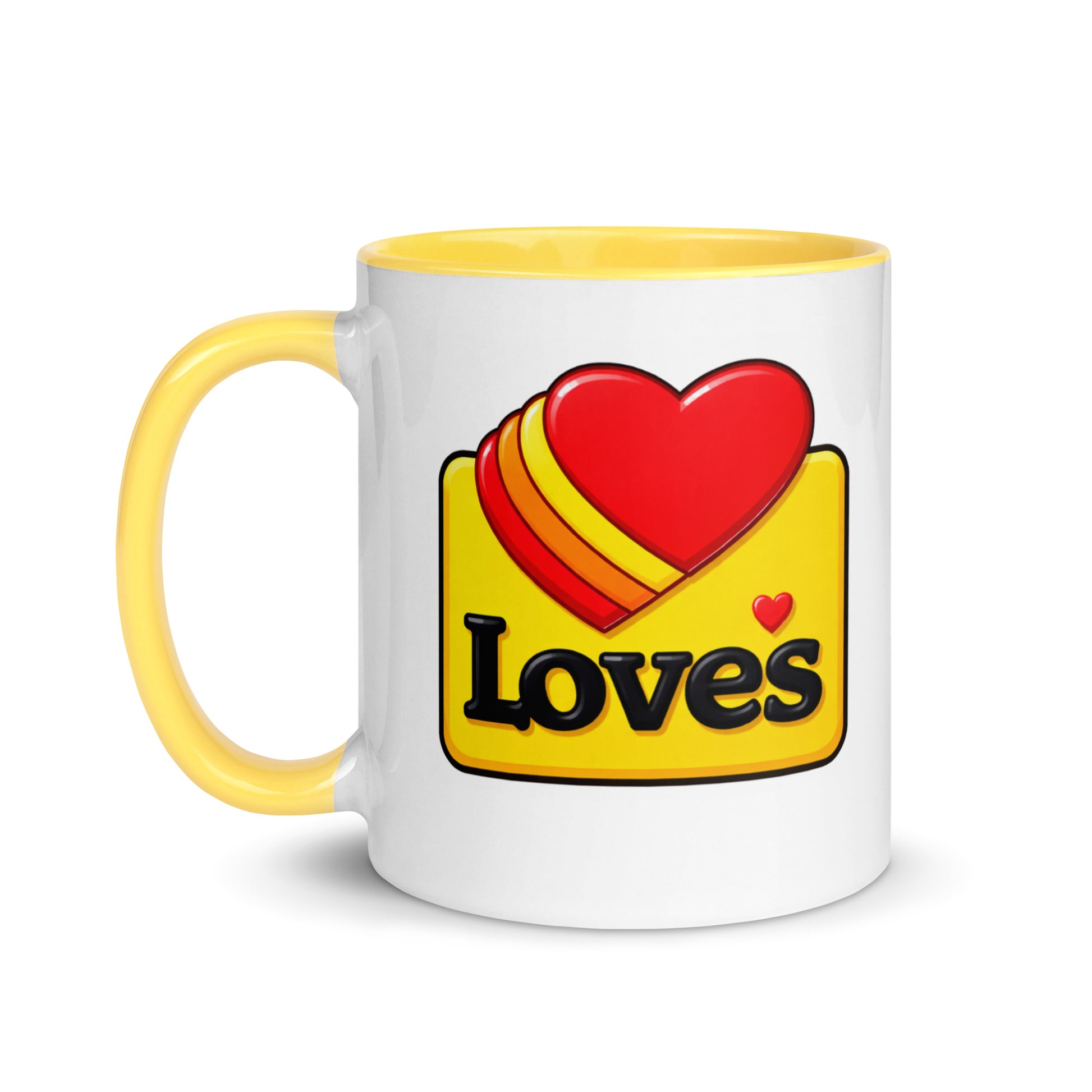 Love's Travel Stops and Country Stores coffee mug with classic heart logo artwork, collectible travel center drinkware gift for road trip fans and truck drivers.