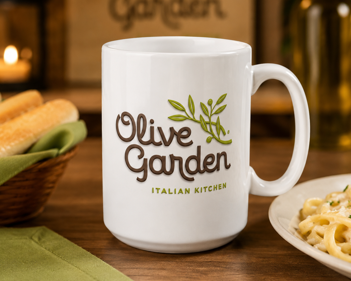 Olive Garden Coffee Mug | Italian Restaurant Logo 15oz Ceramic Cup