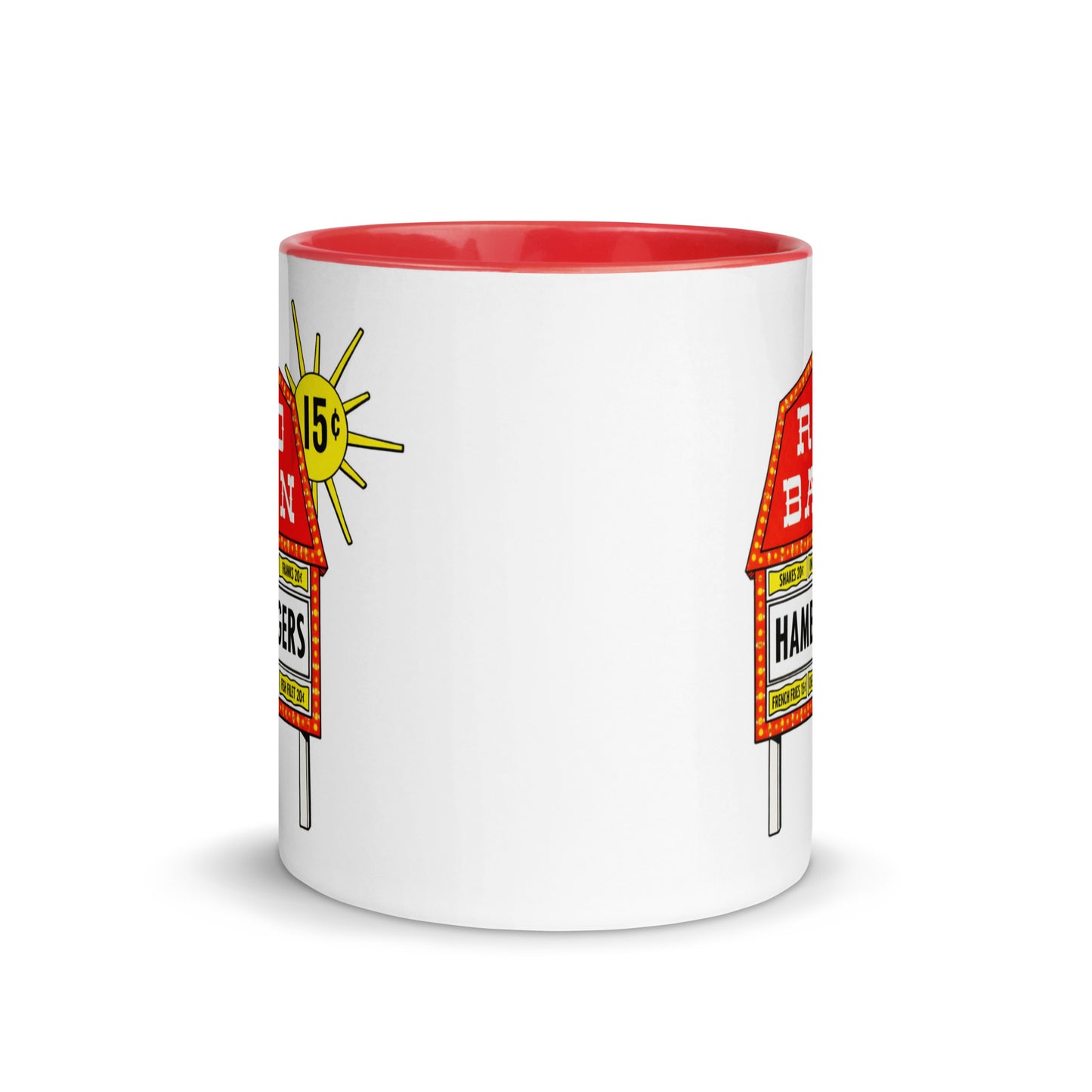 Red Barn Hamburgers Vintage Coffee Mug | Classic Fast Food Sign Ceramic Cup
