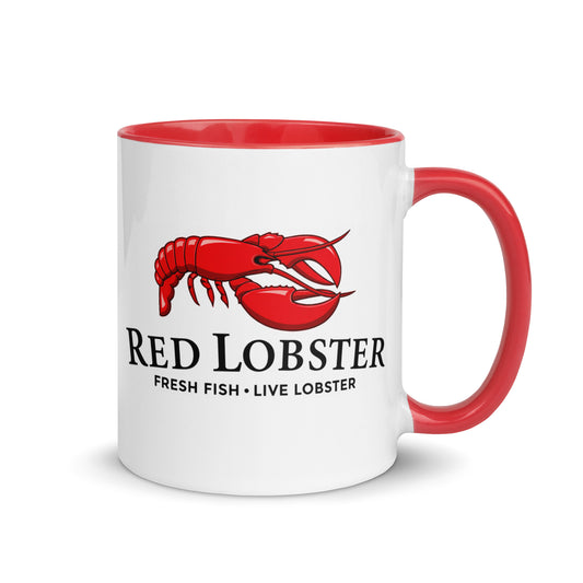 Vintage Red Lobster coffee mug featuring the classic lobster logo, perfect for seafood restaurant enthusiasts, nostalgic dining memorabilia collectors, and Red Lobster fans.