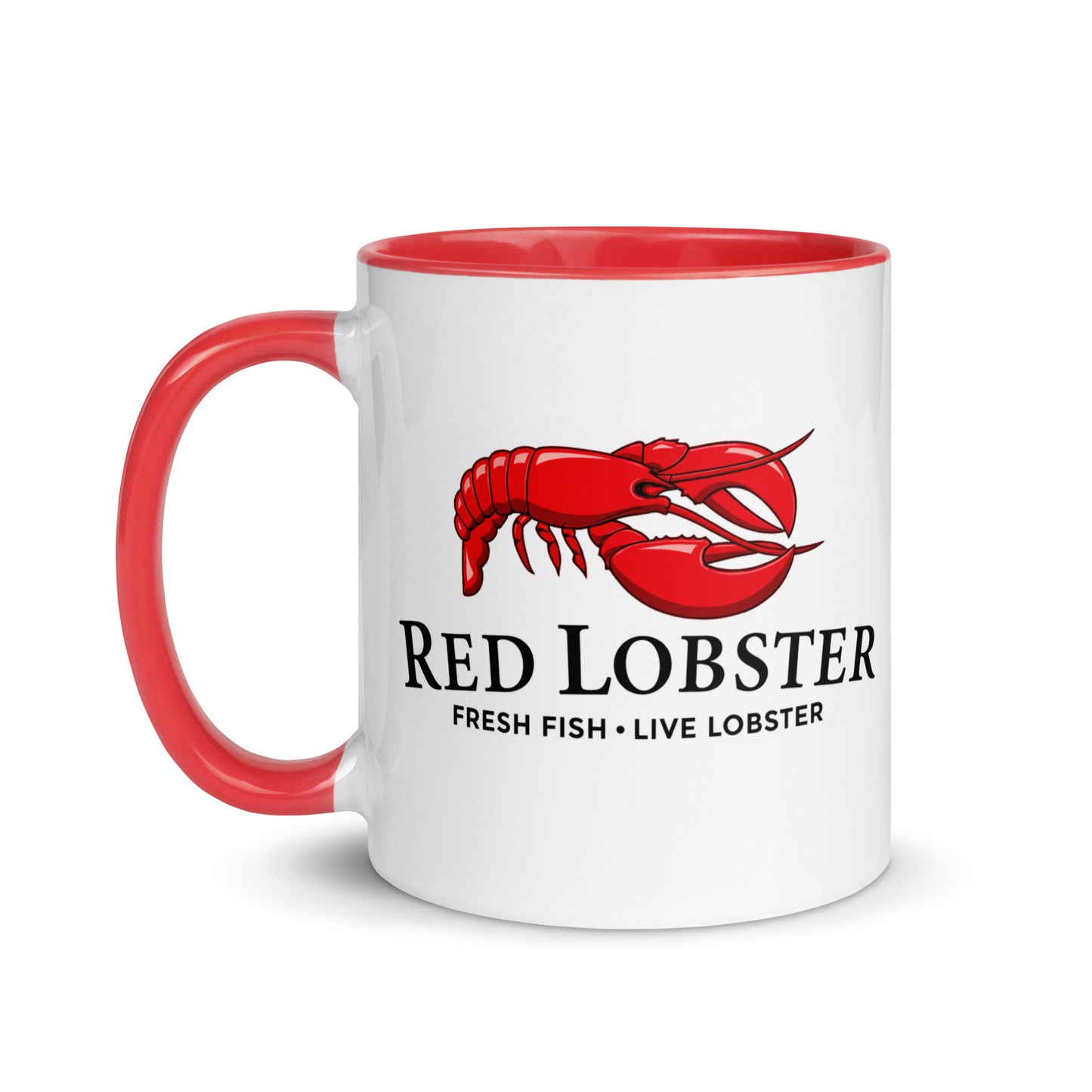 Classic Red Lobster ceramic coffee mug with iconic lobster artwork and restaurant branding, ideal for seafood lovers, restaurant collectors, and retro Americana décor.