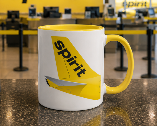Spirit Airlines Coffee Mug | Yellow Tail Logo Ceramic Cup