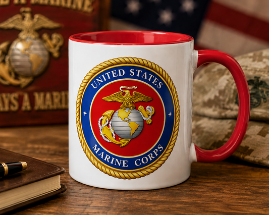 United States Marine Corps Coffee Mug | USMC Emblem Ceramic Cup