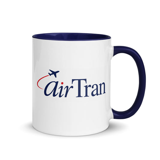 Classic AirTran Airways logo coffee mug featuring the iconic airline wordmark and aircraft graphic, perfect for aviation enthusiasts, pilots, flight attendants, and airline memorabilia collectors.