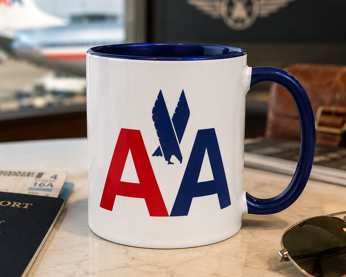 Vintage American Airlines Coffee Mug | Retro AA Eagle Logo 11oz Ceramic Cup