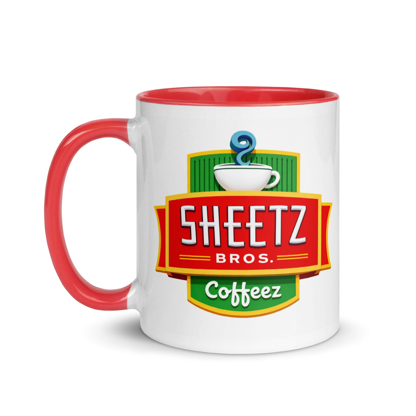 Sheetz Bros. Coffeez themed coffee mug featuring the nostalgic coffee shop logo, unique gift for road trip enthusiasts, convenience store fans, and retro brand collectors.